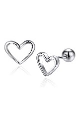 small tiny heart silver baby earrings